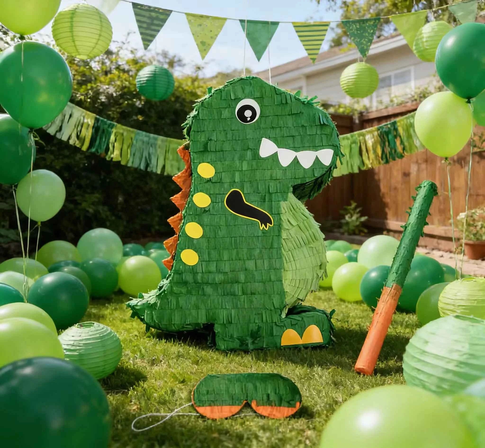 1 SET/BOX  with a Blindfold and Stick  Dinosaur Pinata Bundle Perfect for Birthday Parties, Animal Theme PartiesDecorations,Gift
