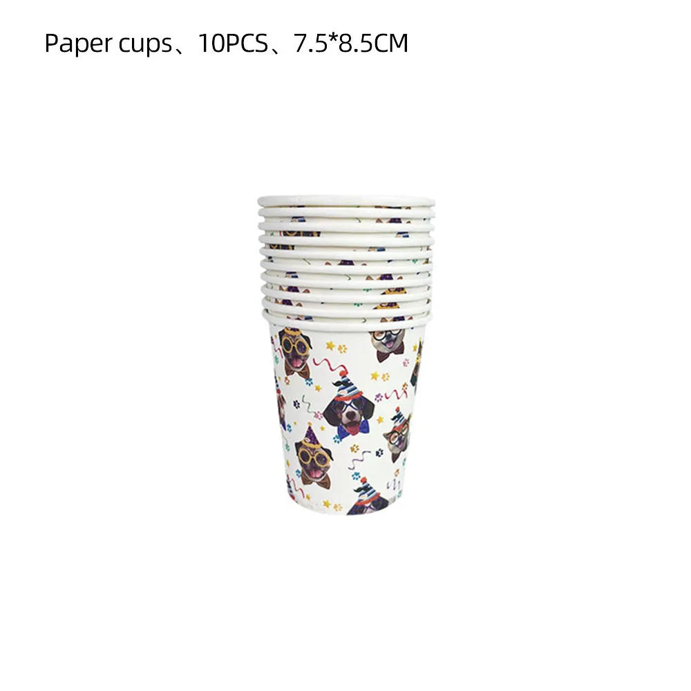 Dog Party Decoration Pet Party Tableware Plate Cup Napkin Tablecloth Birthday Party Banner - Big Tim's Magic Emporium