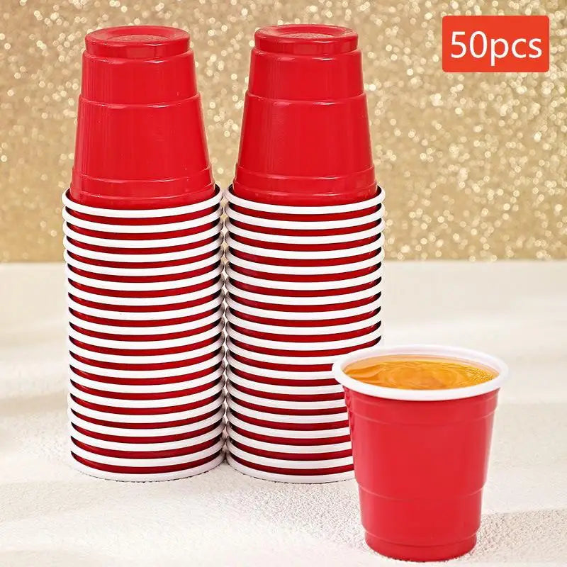 50pcs Party Disposable Plastic Cups Birthday Wedding Festival Beer Drink Soda Cups Party Game Cups - Big Tim's Magic Emporium