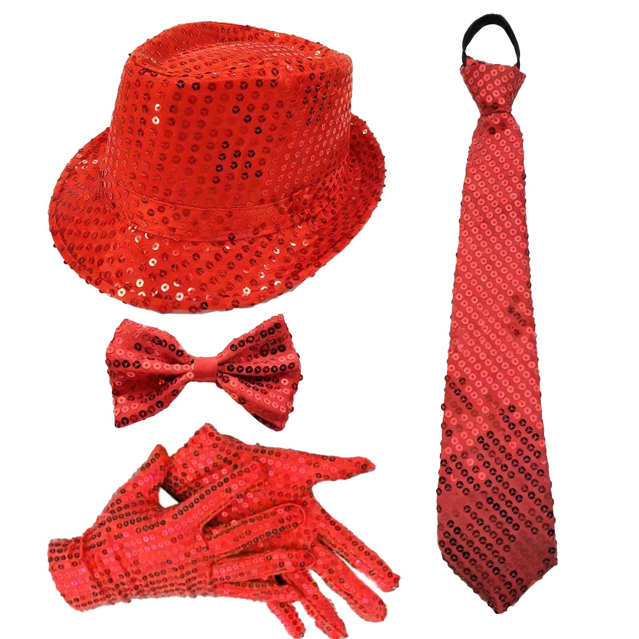 70S Disco Performance Props Sequined Hats Ties Gloves Suspenders Stage Performance Halloween and Christmas Clothing Accessories