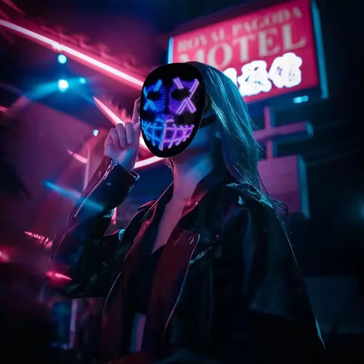 HD Luminous LED Mask with Voice Recognition Gesture Sensing Support Video Animation Programmable App Light up Mask - Big Tim's Magic Emporium