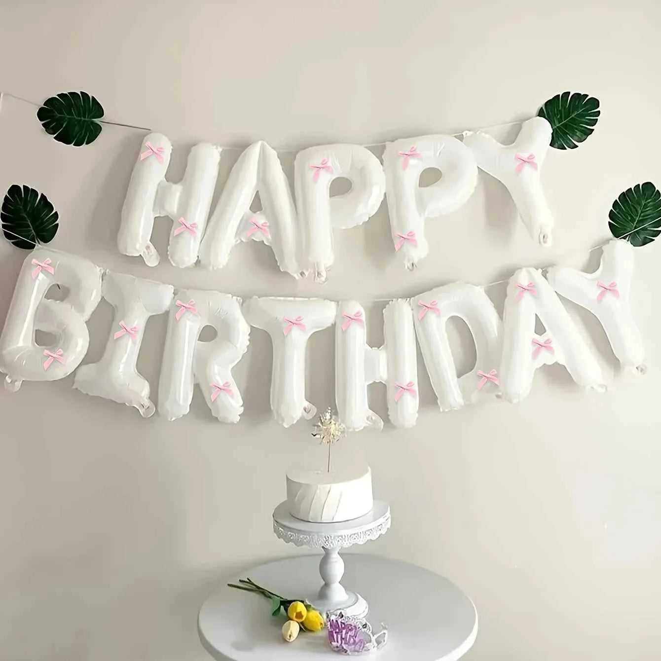 1Set Black White Happy Birthday Pink Bow Balloon Set Girl's Birthday Party Decoration Baby Shower Globos Gift Supplies Letter