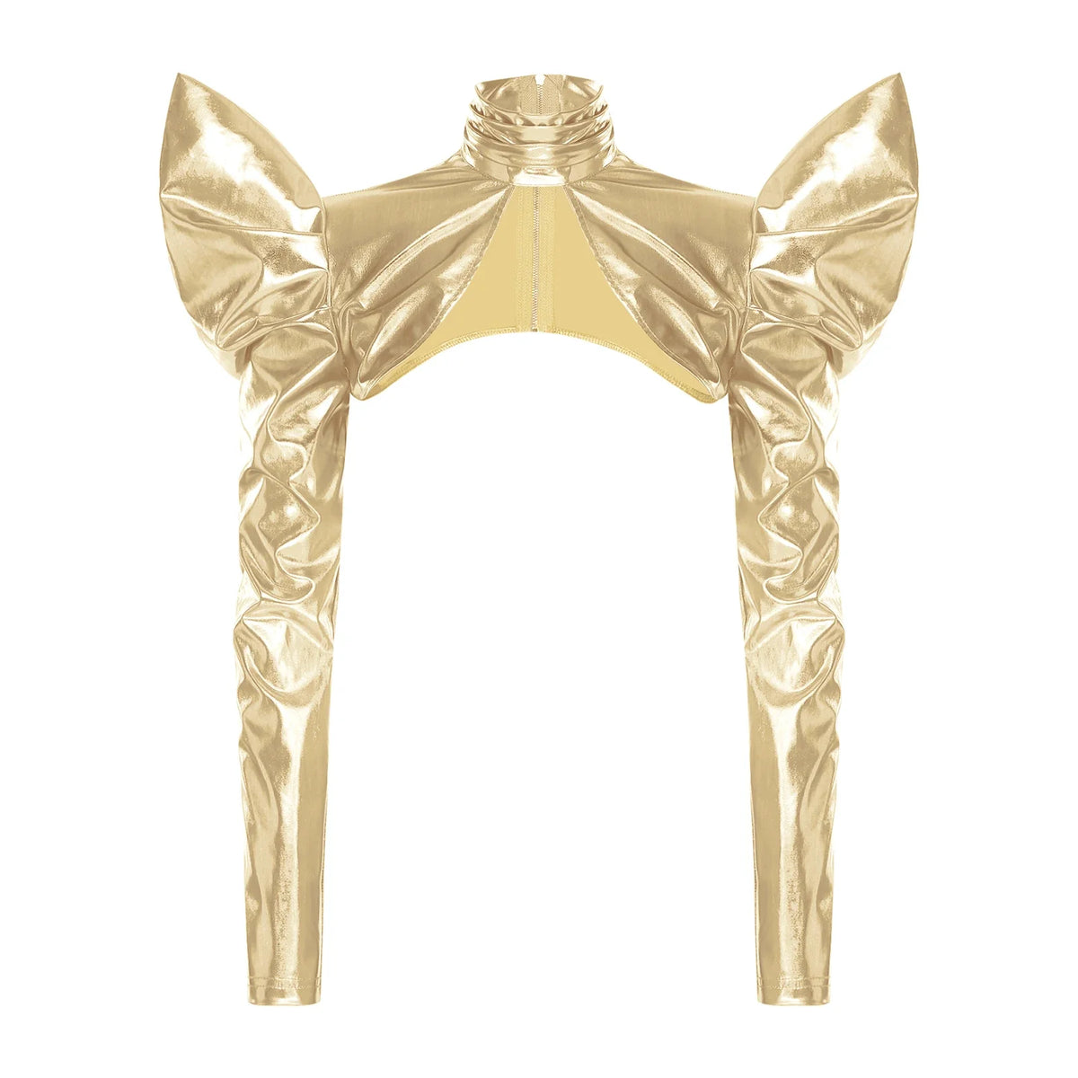 Metallic Shoulder Armor Shrug Crop Top & Sleeves Futuristic Pauldron Stage Costume