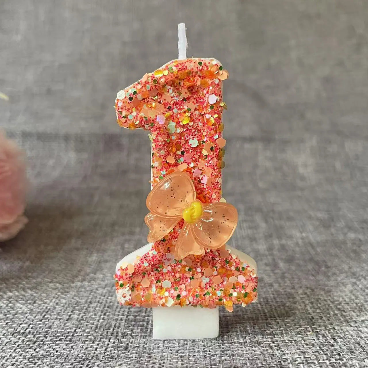 Birthday Candle Bow Orange Creative Ceremony Surprise Digital Decoration Candle Flower Style