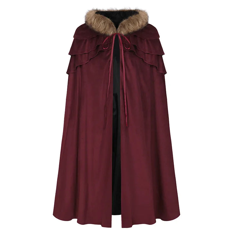 Halloween Unisex Dark Gothic Cloak Coat Cape Hooded Shawl Wizard Priest Robe - Big Tim's Magic Emporium