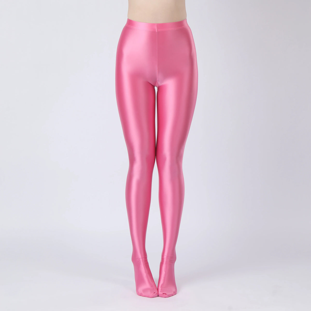 Oil Glossy High-Stretch Satin Pencil Pants & Leopard Print Leggings