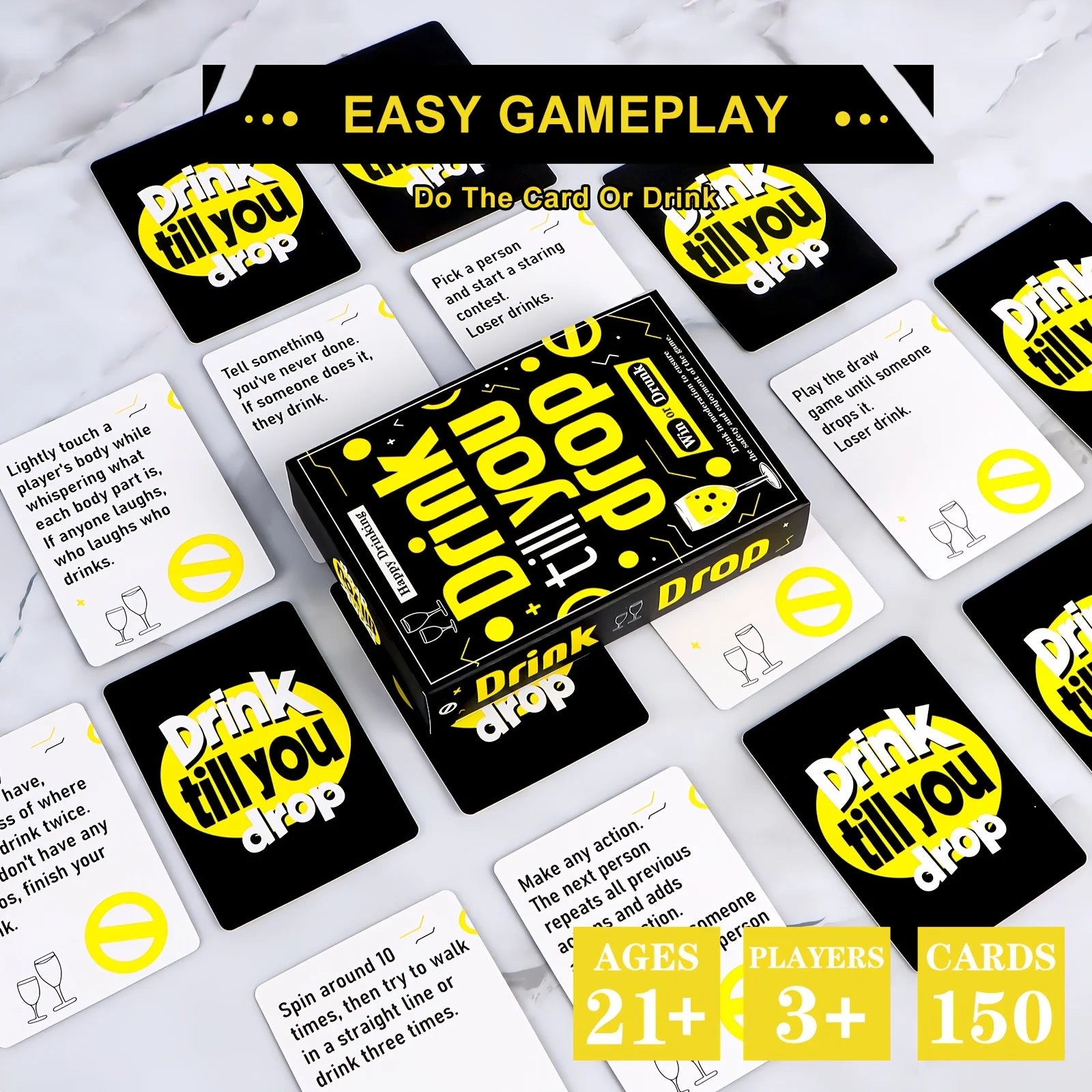 Drink Till You Drop Party Board Game Cards – Fun Social Drinking Game for Family Gatherings, Friend Gatherings & Team Building - Big Tim's Magic Emporium