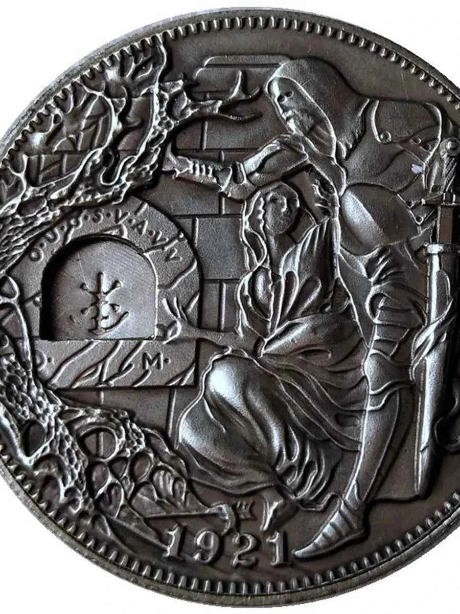 Movable Mechanism Holy Grail Coin Roman Booteen Hobo Nickel Wandering Removable Sword Magic Coin Collectible Christmas Gifts