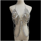 Dazzling Multilayer Crystal Chest & Waist Body Chain Set