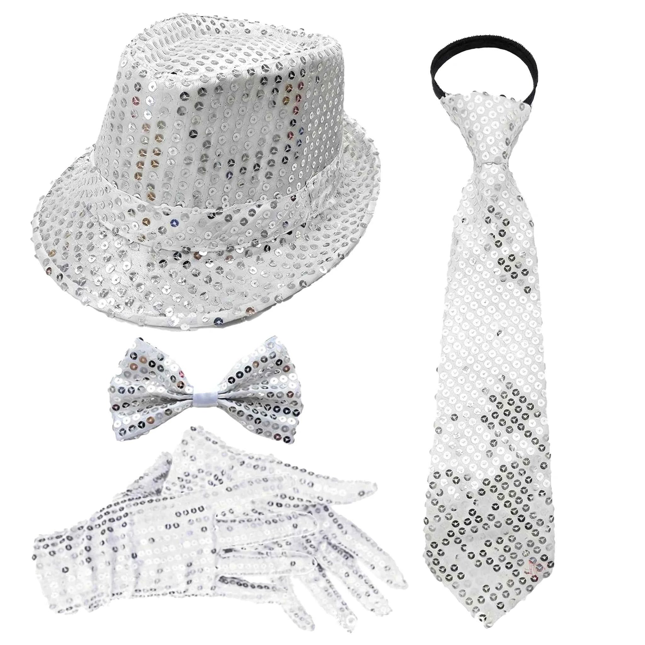 70S Disco Performance Props Sequined Hats Ties Gloves Suspenders Stage Performance Halloween and Christmas Clothing Accessories