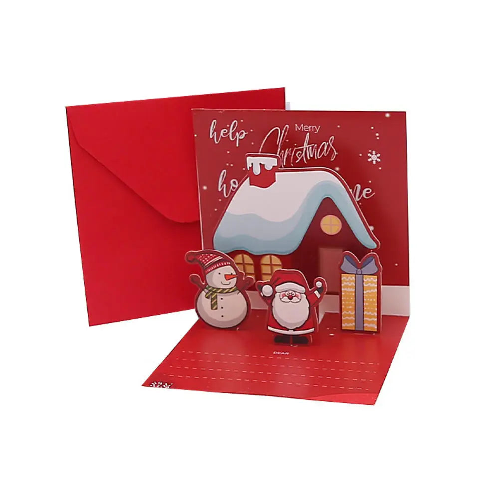 Happy Birthday Card Christmas Gift Card 3d Birthday Cake Pop-Up Greeting  with Envelope Christmas Invitation Cards for Kids