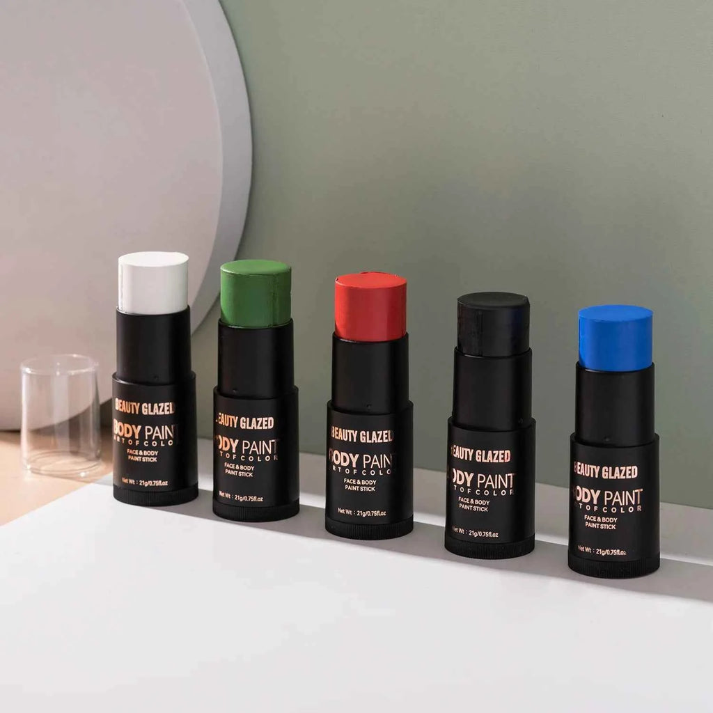 5 Colors Face &Body Paint, Non-Toxic,Professional Painting Kit For Party, Cosplay,Safe For Sensitive Skin,Mardi Gras Makeup