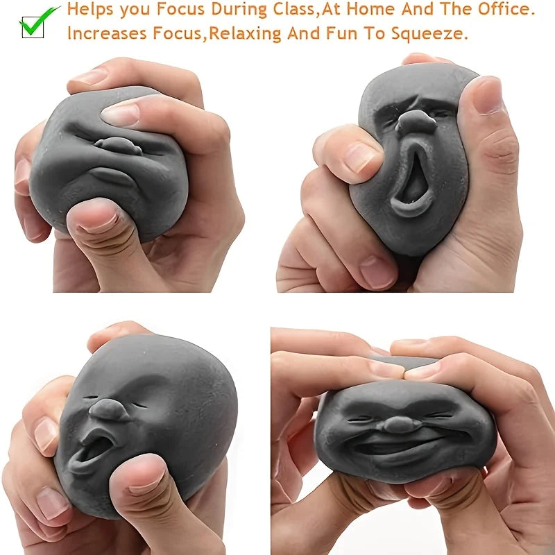 Fun Face Emotion Squeeze Ball Relax Toy for Children Adults Autism Sensory Anti-Stress Anxiety Relief Black Soft Squishy