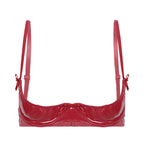 Patent Leather Underwired Open-Cup Bra