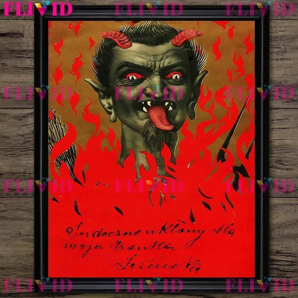 Whispers Of The Devil And The Magician Vintage Wall Art Canvsa Painting,Magician Promotional Vintage Poster And Print Home Decor