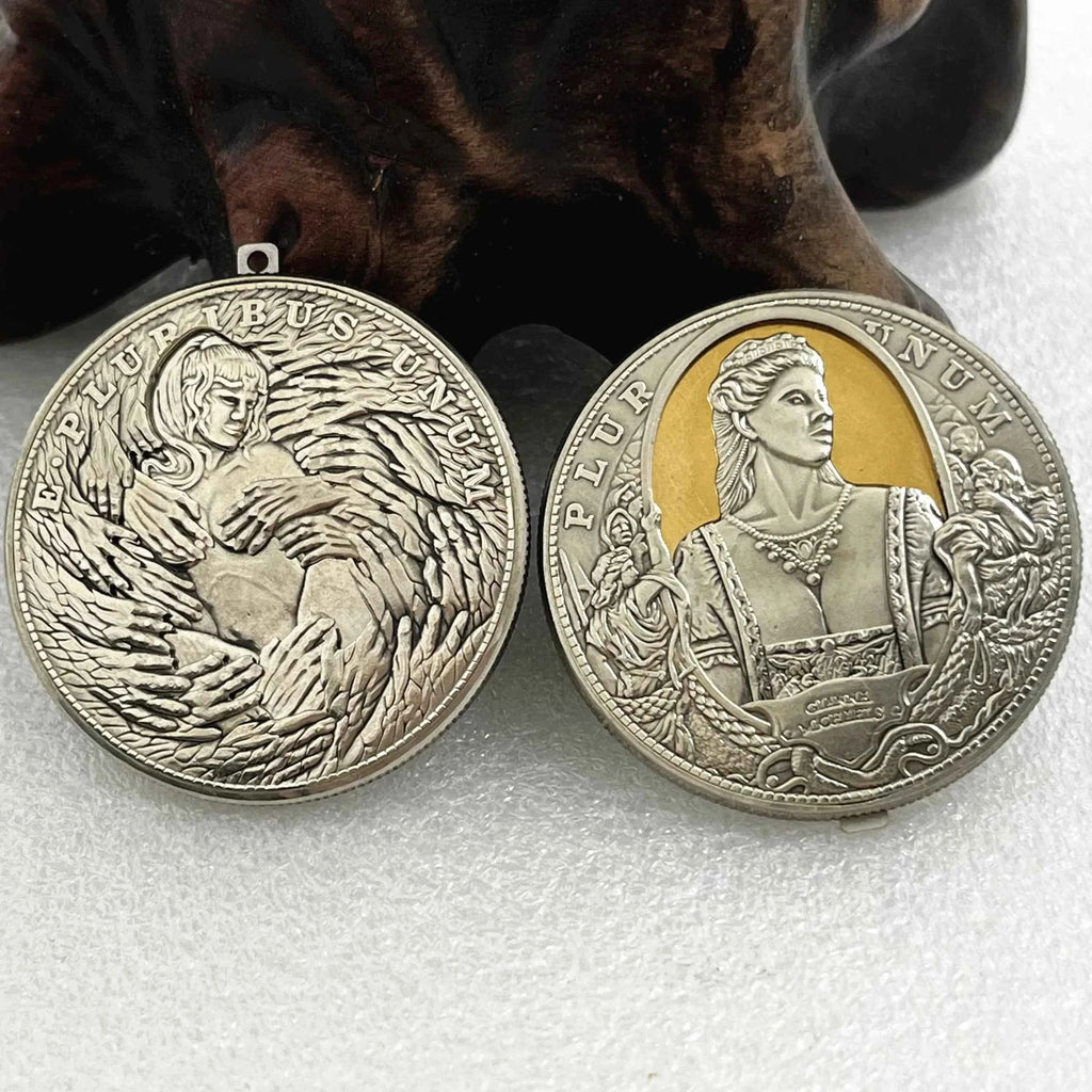 Mechanism Movable Coin Roman Booteen Queen 2pcs For Chose Hobo Nickel Morgan Dollar Amazing Art Creative Gift