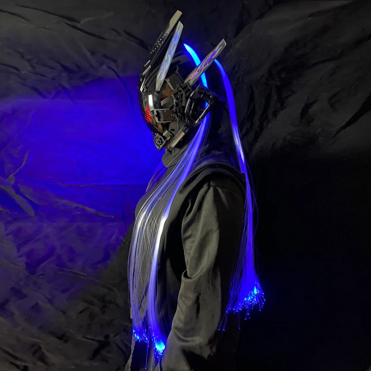 Cyber Punk Mask Mech Warrior Cosplay Helmet With LED Color Screen With Light Up Braids Cosplay Helmet Halloween Party Props Gift - Big Tim's Magic Emporium