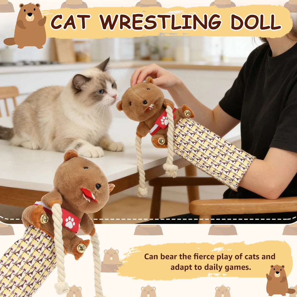Karate Kitty Puppet Cat Wrestling Plush Play Glove Pet Interactive Dolls Fun Soft Cat Wrestling Boxing Glove Hand Puppets - Big Tim's Magic Emporium