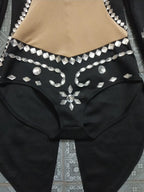 Rhinestone Swallowtail Showgirl Bodysuit – Tuxedo Tails Stage Performance Costume