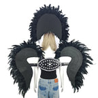 Carnival Elegant Ladies Feather Headdress Wings Two-Piece Role Play Catwalk Halloween Masquerade Carnival Party Suit