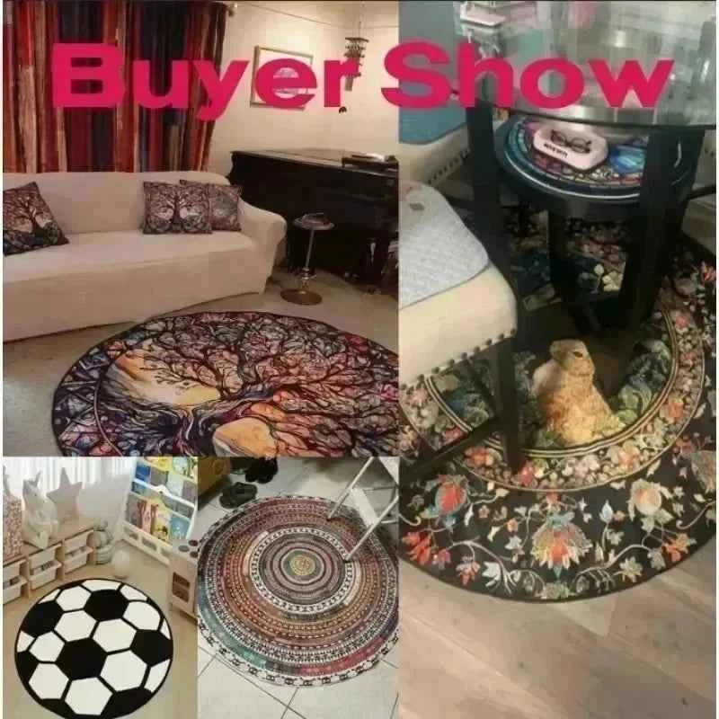 Optical Illusion Rug 3D Vortex Pattern Round Modern Design Retro Home Decoration Carpet