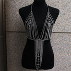 Dazzling Multilayer Fringed Body Chain & Jumpsuit Bikini Set