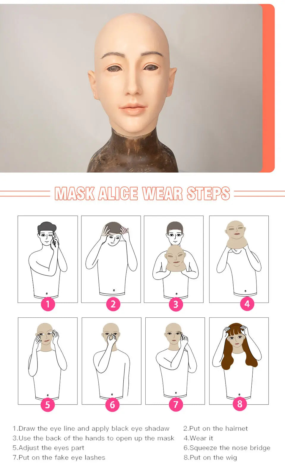 High-Quality Silicone Face Masks Crossdresser Fake Faces Drag Queen Stage Performance Cosplay Crossdressing Sissy Transgender - Big Tim's Magic Emporium