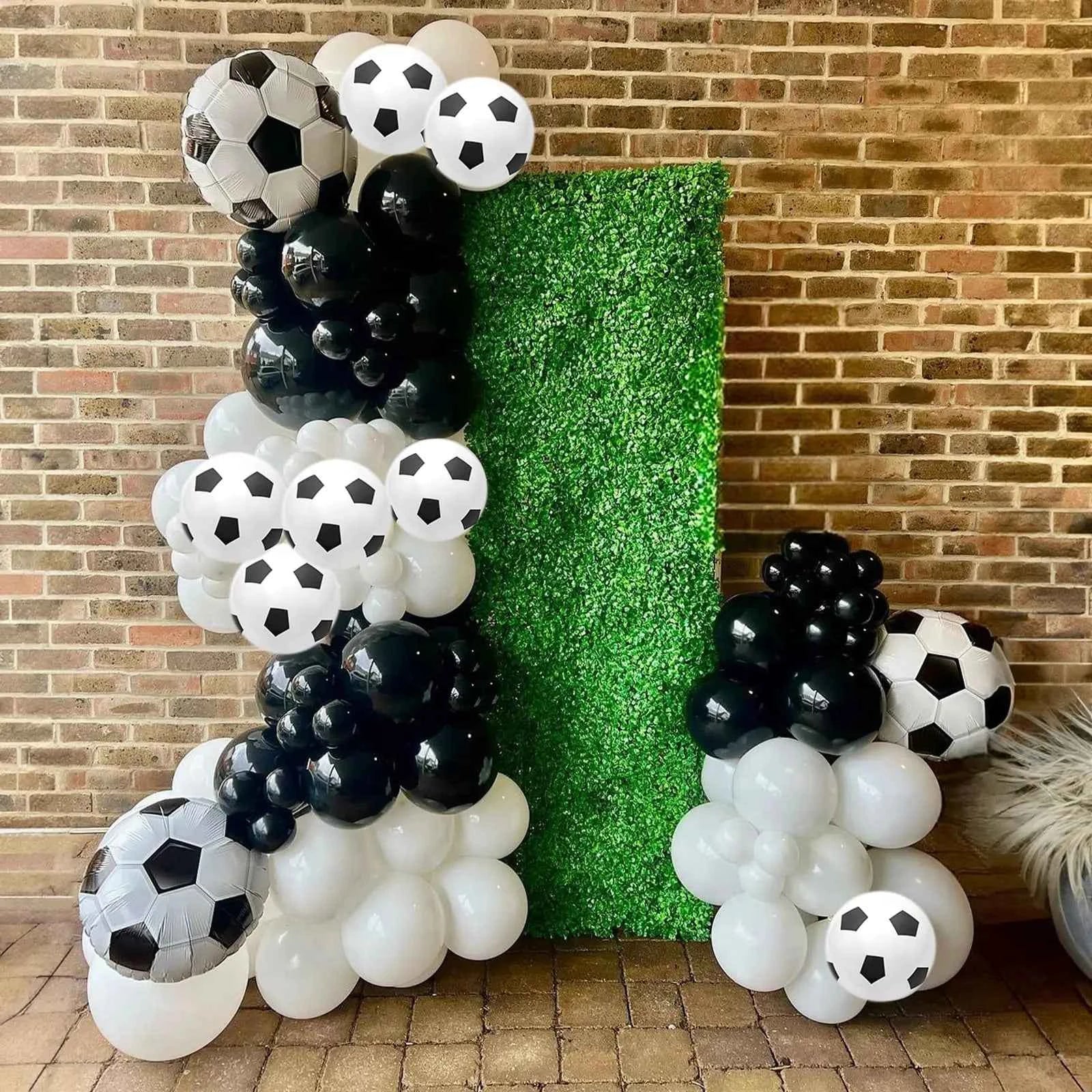 Football Theme Party Balloons Garland Arch Kit Black White 4D Soccer Ball Foil Balloon for Boy's Birthday  Party Decoration