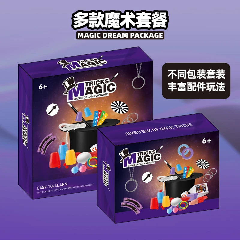 Children's Magician Cosplay Set with Magic Hats Sticks Versatile Cards Props Poker for Birthday Performance And Halloween