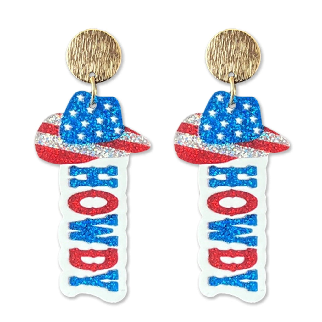 4th Of July Independence Day Earrings Women Sparkling Eagle Boots Bow Festival Celebrate American Flag Pattern Earrings