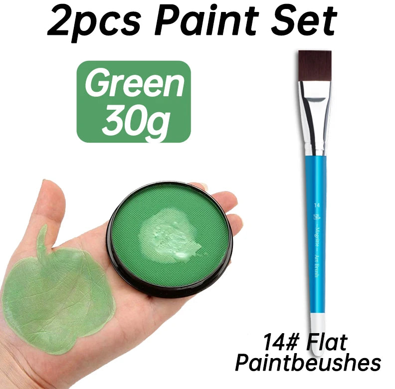 2pcs Water Based Paint Set for Halloween Makeup with Brushe for Clown,Makeup,Cosplay,Party,Theater - Big Tim's Magic Emporium