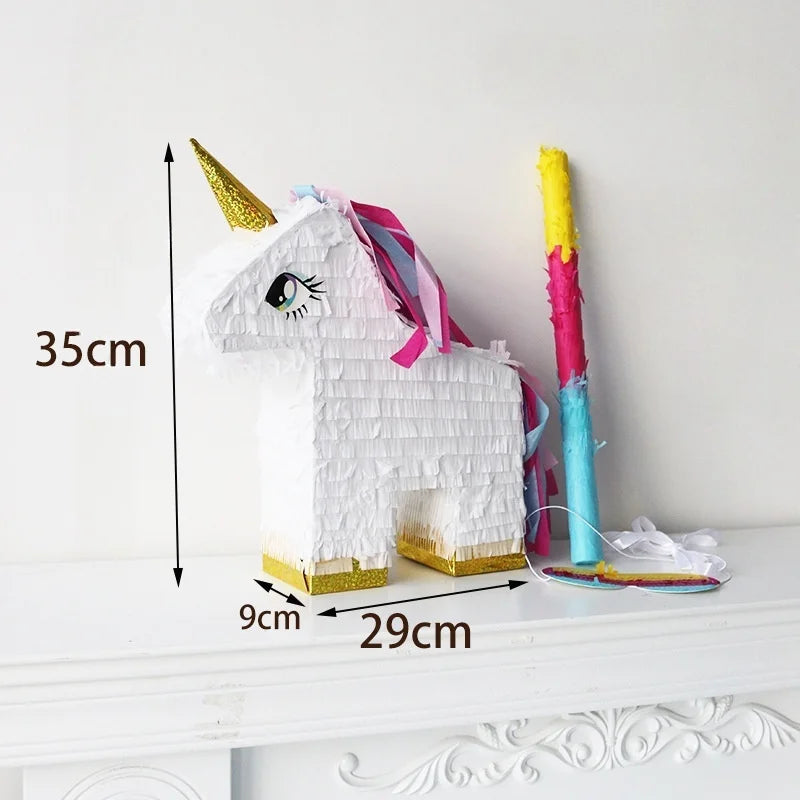 1SET/Box Unicorn Pinata with a Blindfold and Stick Birthday Party Decoration Bundle Handmade Piñatas Candy Gift Unicorn Pinatas