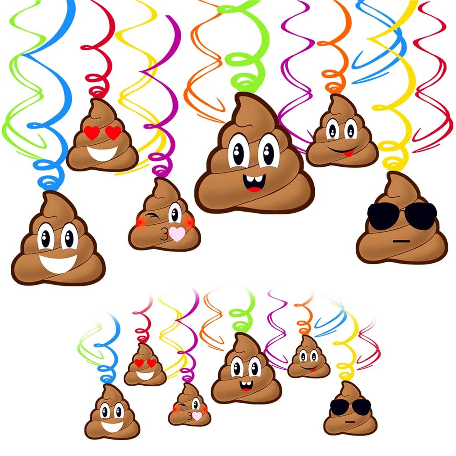 1 Set Funny Poop Party Hanging Swirls Decoration Hard Card Poo Brown Hanging and Foil Hanging for Birthday Party Favors Decor - Big Tim's Magic Emporium