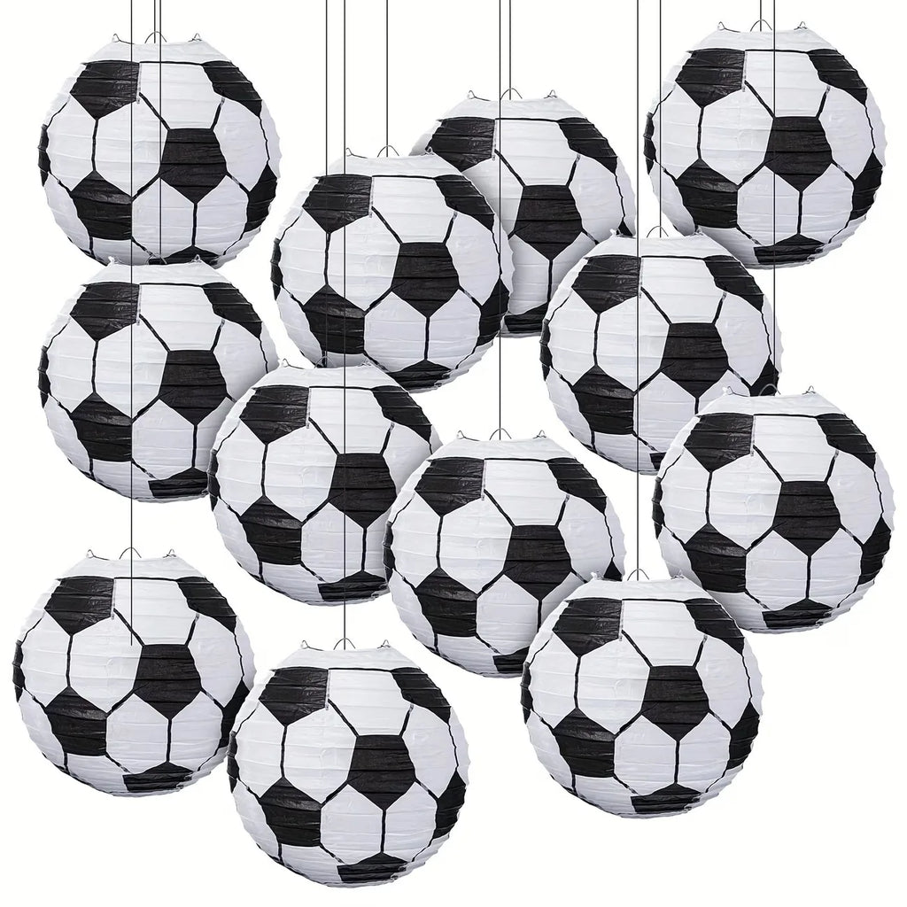 Soccer Party Paper Lanterns ,Iron Frame, Perfect for Sports Themed Birthday Decorations and Table Centerpieces, Halloween Decor - Big Tim's Magic Emporium