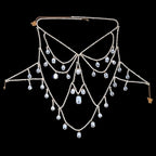 Oversized Glass Crystal Chest Chain Lingerie Vest Drag Queen Stage Body Jewelry