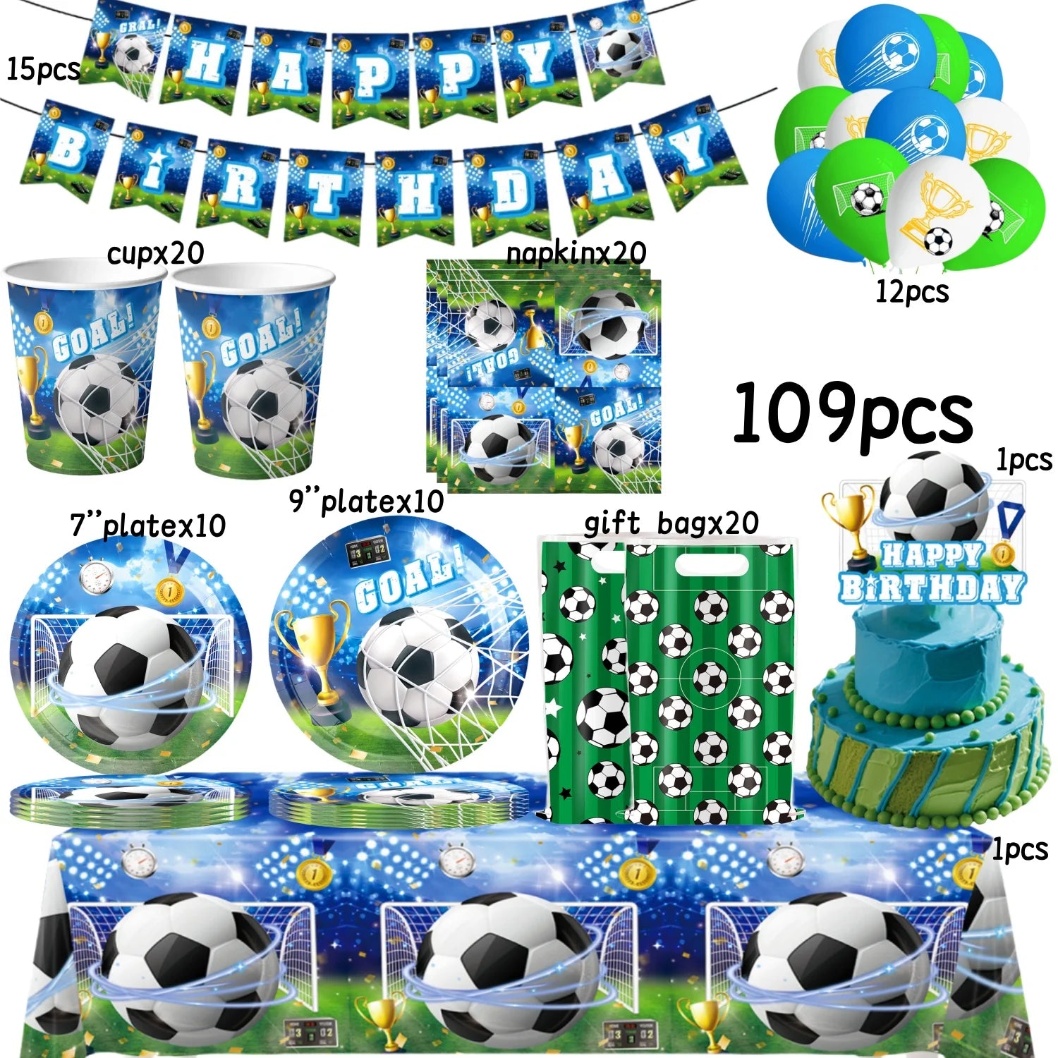 Football Party Stuff Soccer Party Tableware Tablecloth Napkin Cup Plate Soccer Party Backdrop Baby Shower Football Party Favors - Big Tim's Magic Emporium