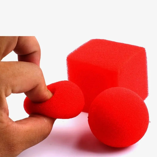1 Block/Cube 2 Sponge Balls 1set Magic Tricks Props Magic Show Classical Illusion Magic Close Up Street