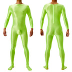 Candy Color Oil Glossy Full-Body Shaping Bodysuit Satin Smooth Leotard