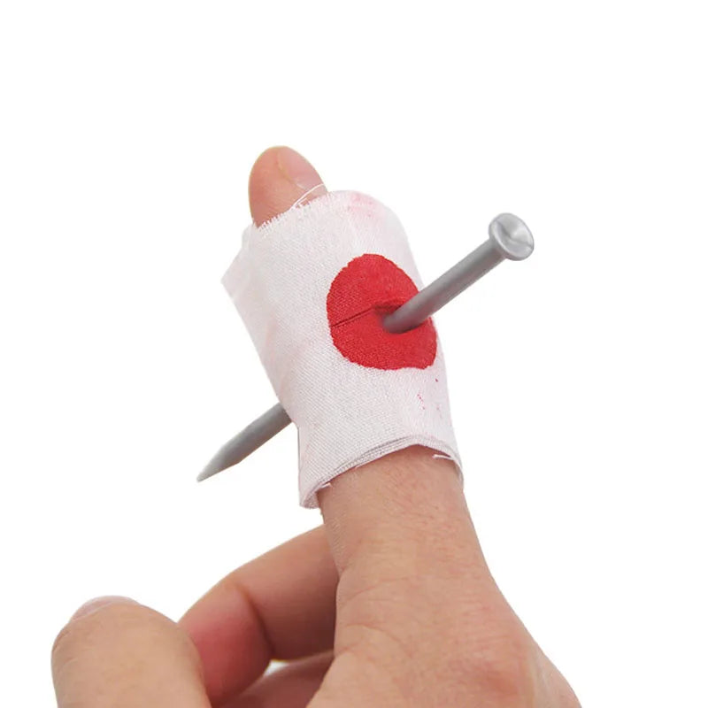 Fake Nail Through Finger Prank Props – Horror Gag Set (5 Pieces) - Big Tim's Magic Emporium