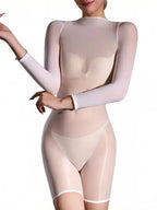 5D 912-Pin Ultrathin Oil Glossy Shaping Bodysuit Sheer Stage Playsuit Leotard