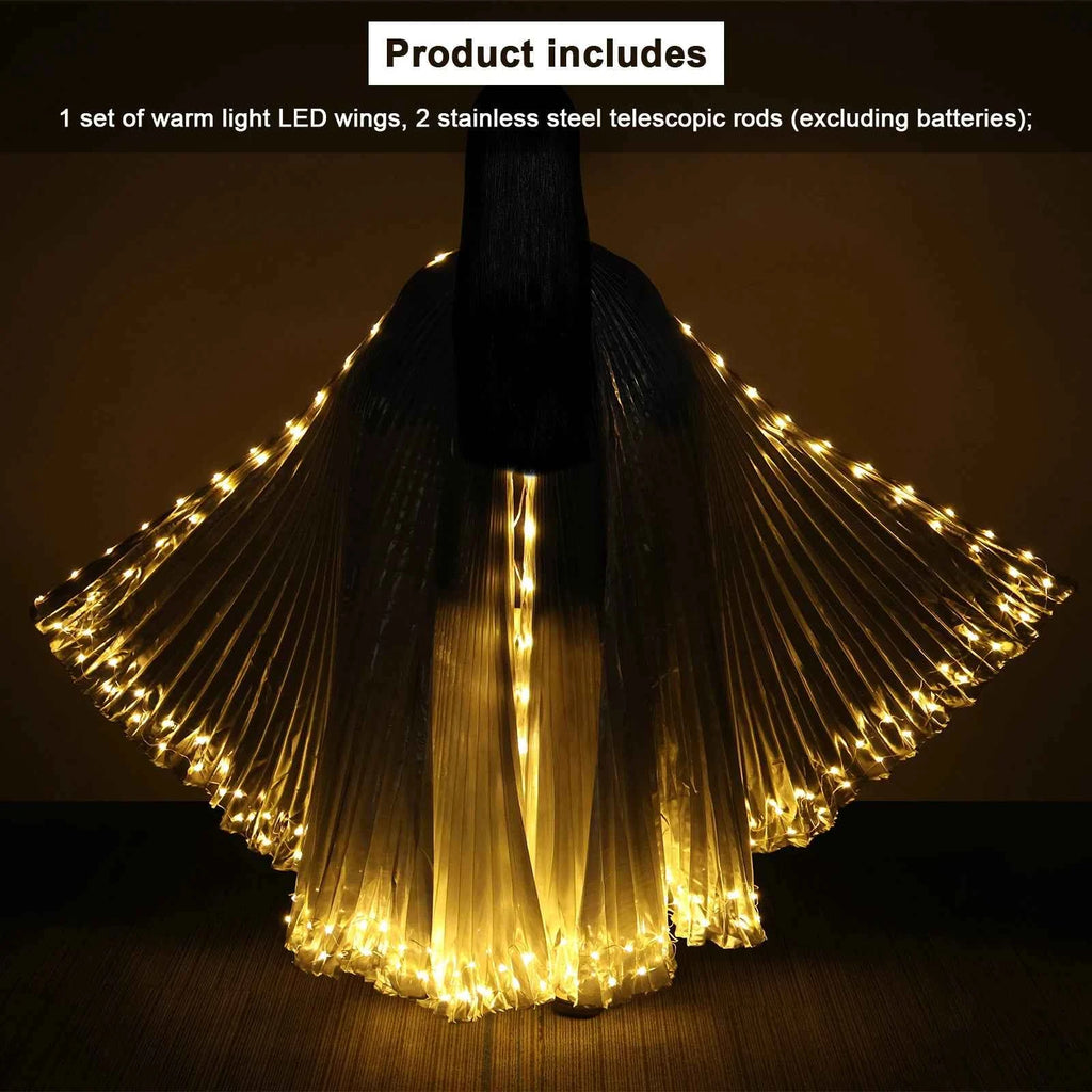 LED Luminescent Cloak Adult Dancers Luminous Butterfly Wing Stage Performance Belly Dancing Party Photo Prop Telescopic Sticks