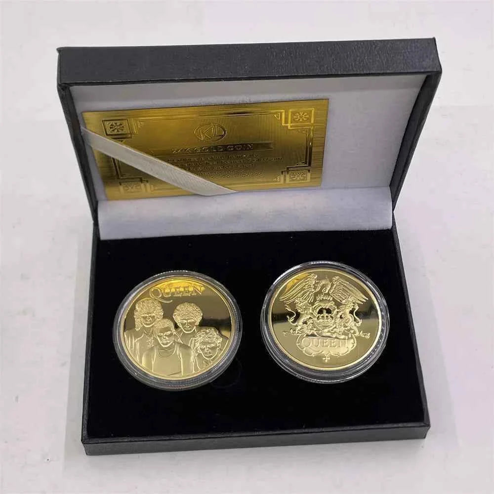 Mixed Designs Queen Gold Coin Popular World Band Commemorative Coin Freddie Mercury Challenge Collectibles Home Decor Gift