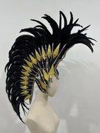The Stardust Dark Empress – Premium Black Feathered Carnival & Gogo Headdress