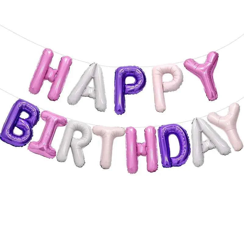 Gold Blue Happy Birthday Balloon 16Inch Foil Letters Birthday Sign Banner Bunting for Girls Boys Kids Adults Birthday Decoration