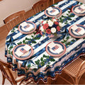 4th of July Tablecloth, Patriotic Independence Day American Flag Oval White, Blue for Outdoor BBQ Party Family Gathering