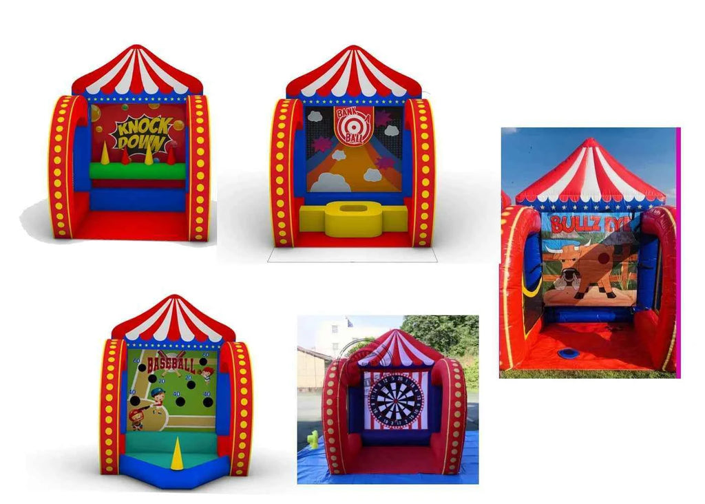 Free air shipping 5 in 1 Inflatable Carnival Bundle Games Soccer Dart Knock Down Ring Ross Game For Kids And Adults Party Game