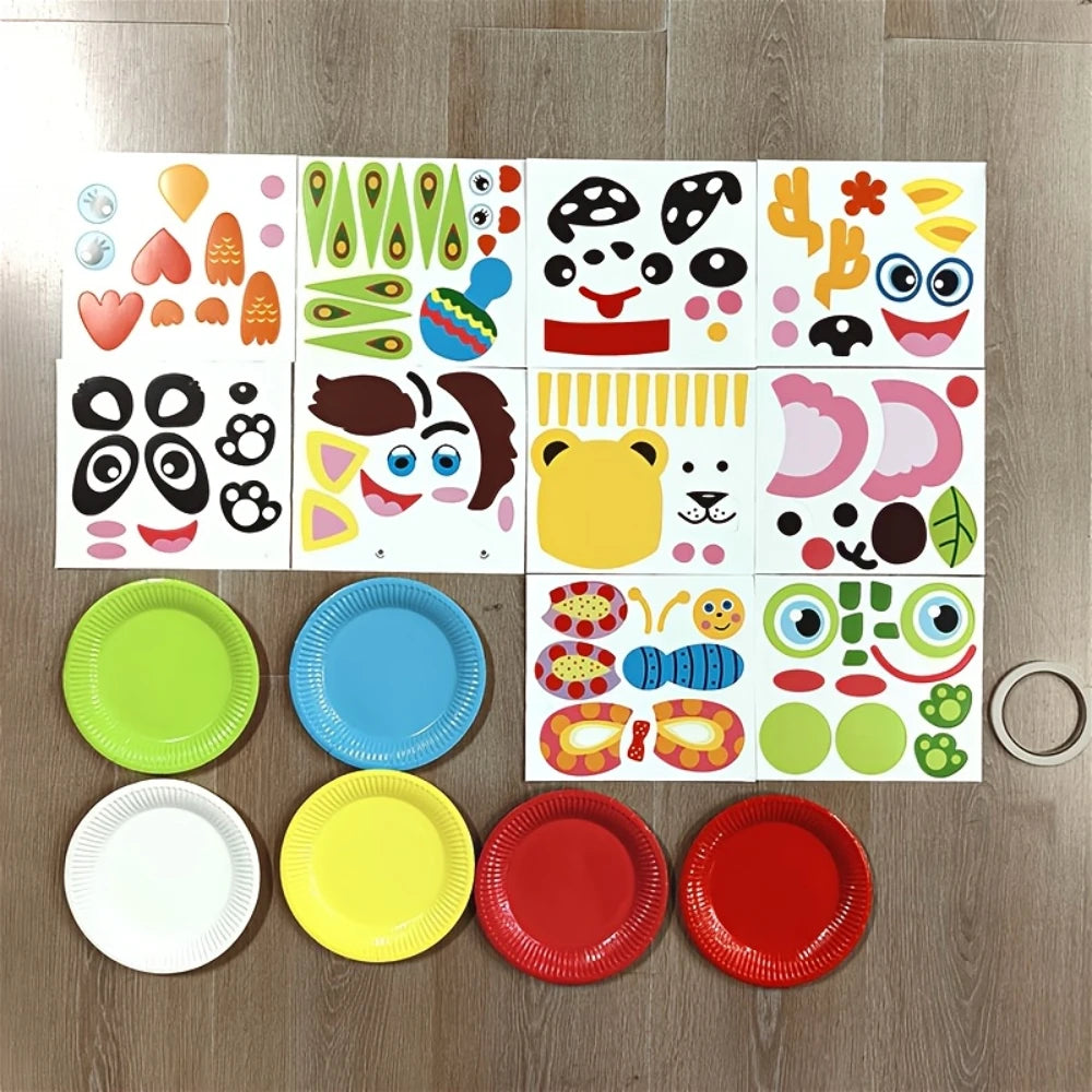 10 Patterns Party Activities Paper Plate Set Toys, DIY Animal Art Creative Activities, Classroom Handmade Favors Games Gifts - Big Tim's Magic Emporium