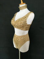 Sexy DJ Nightclub Pole Dance Costume Rhinestone Bikini Rave Outfit Party Show Stage Wear Dancer Team Performance Clothes