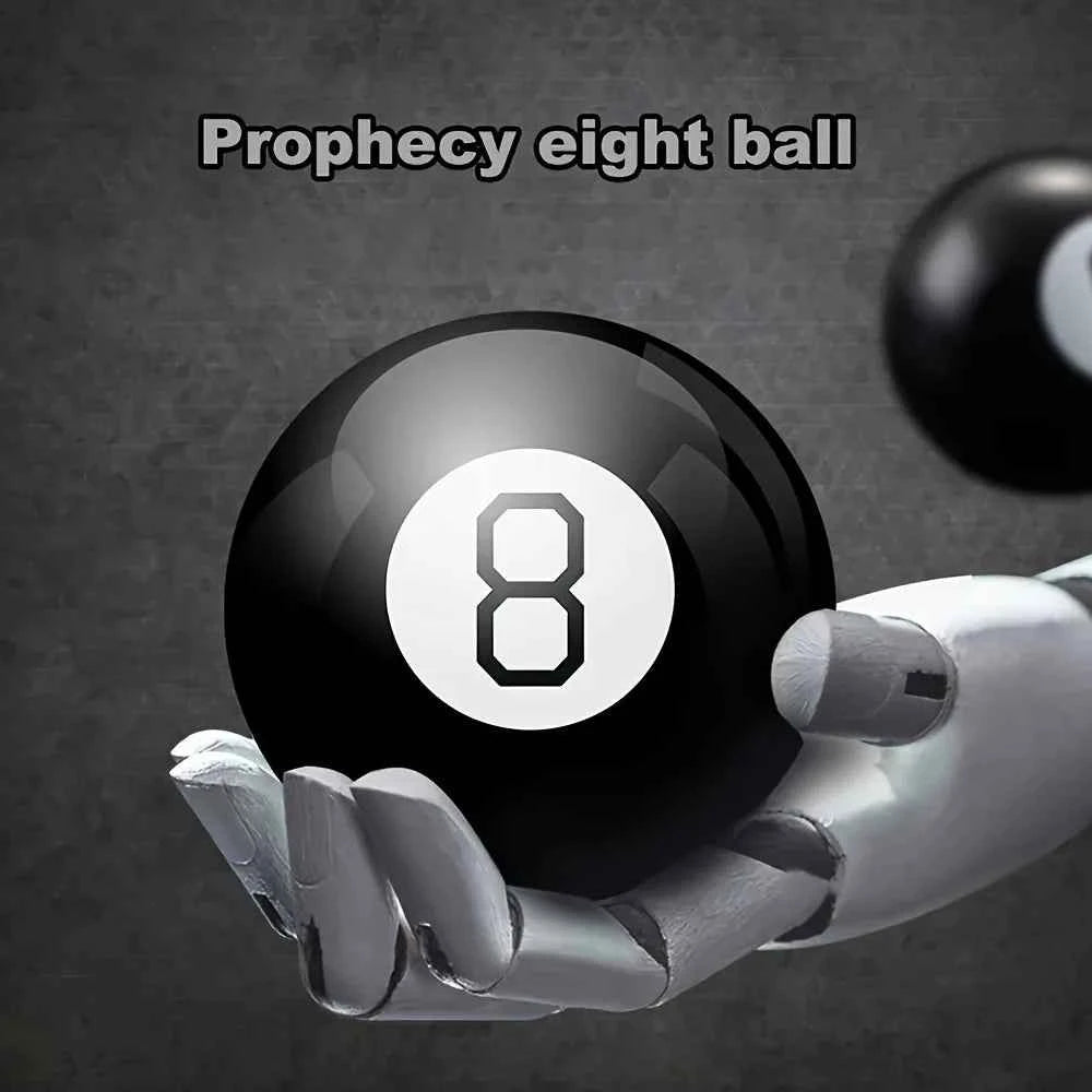 Magic 8 Ball - A mysterious answer ball with a glossy black exterior and white number 8 interior - Party prediction game