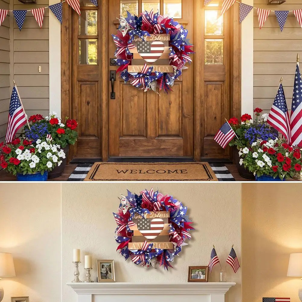 Anniversary Garland Independence Day Decor July 4Th Indoor Outdoor Door Wall Decoration Festival Home Hanging Gifts Ornament